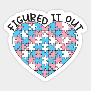 "Figured It Out" Trans Pride Puzzle Heart Sticker